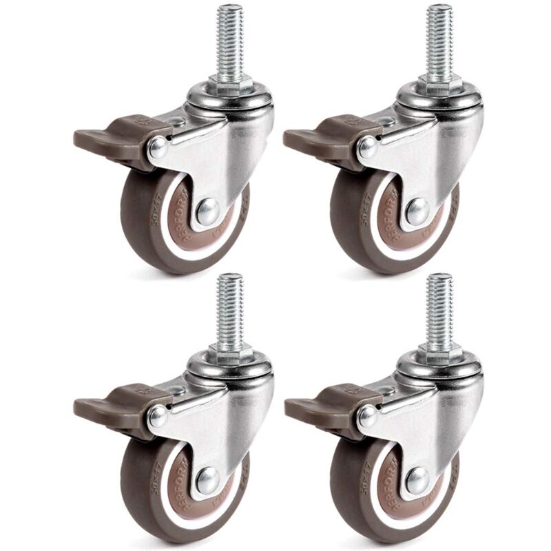 foto del prodotto 4 pezzi ruote girevoli, 25 mm m6 x 15 mm rotelle per mobili con asta per carrelli 