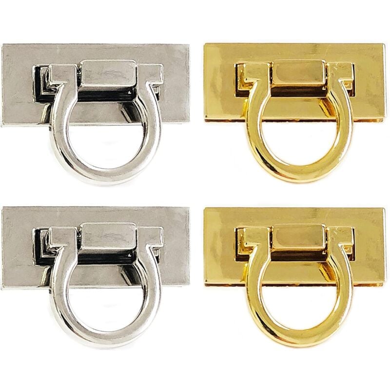 foto del prodotto 4 pezzi serrature per borse, serrature per borsa fai da te, chiusura borsetta chiusure in metallo per borse valigia portafogli e borse artigianali