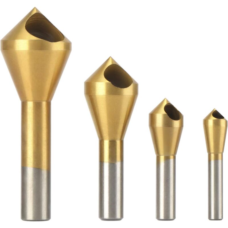 foto del prodotto 4 pezzi set di utensili per svasatura e smussatura rivestiti in titanio set di punte per trapano per metallo e legno