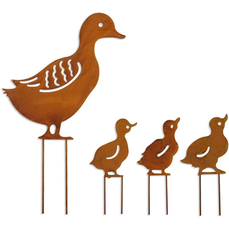 foto del prodotto 4 pezzi silhouette di animali paletti da giardino in metallo decorazione artistica da giardino con animali in metallo giallo 