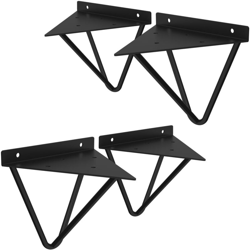 foto del prodotto 4 pezzi staffe per mensole triangolari 160 mm nero metallo reggimensola triangolare per montaggio a parete supporto per mensola a prisma reggimensola