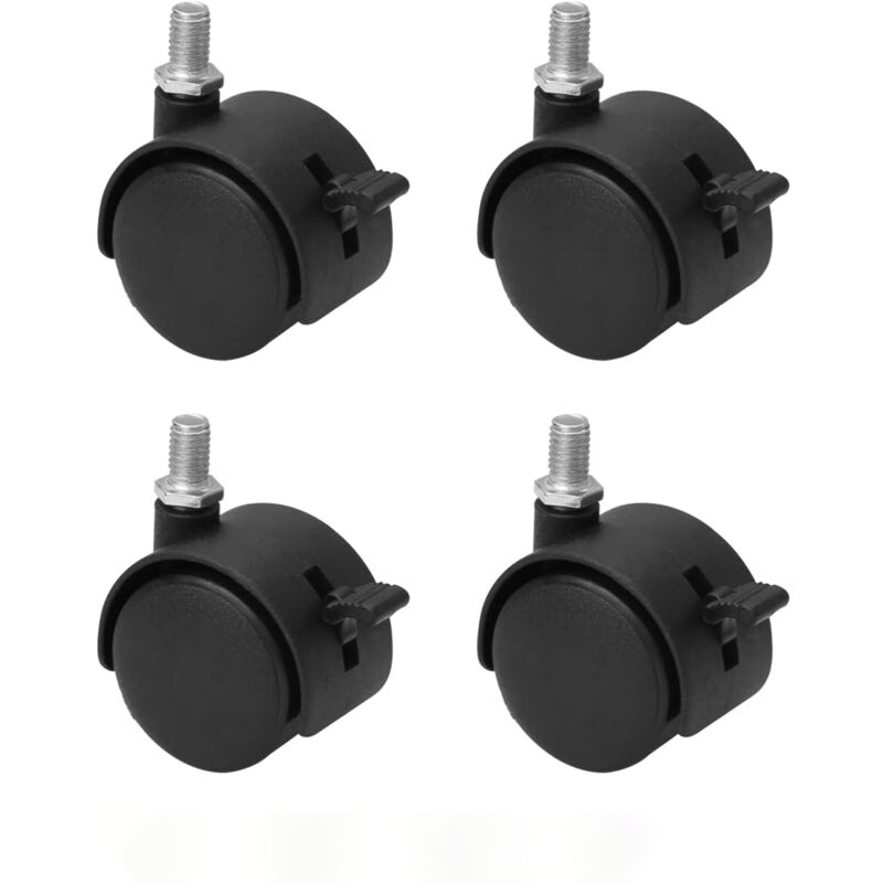 foto del prodotto 4 pezzis ruote ricambio sedia ufficio, rotelle per mobili universali da 50 mm con funzione di bloccaggio