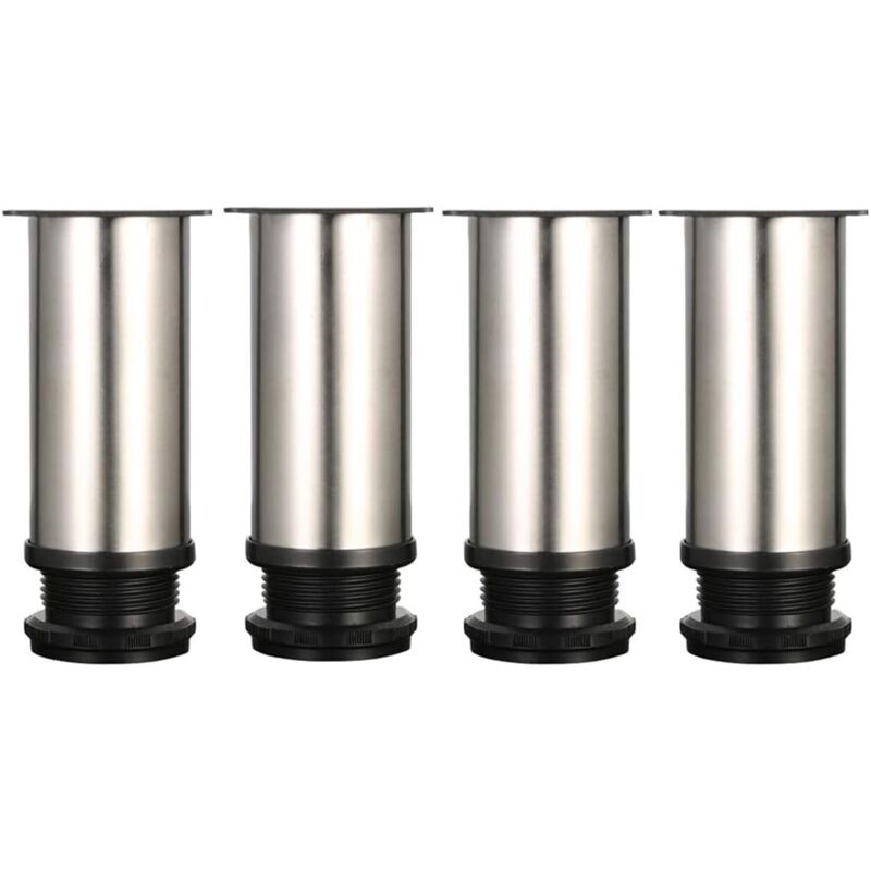 foto del prodotto 4 piedini regolabili, altezza 120 mm, gambe spesse per mobili, gambe per tavoli, gambe per mobili, acciaio inox spazzolato, altezza regolabile 0 15