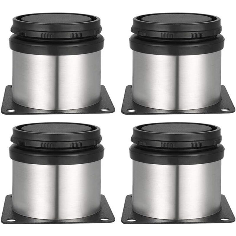 foto del prodotto 4 piedini regolabili, altezza 50 mm, gambe spesse per mobili, tavolo, mobili, acciaio inox spazzolato, altezza regolabile 0 15 mm, fornito con viti
