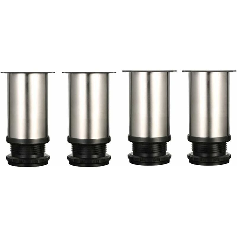 foto del prodotto 4 piedini regolabili, altezza 8 cm, gambe per mobili, gambe per tavolo, gambe per mobili, acciaio inossidabile spazzolato, altezza regolabile 0 15
