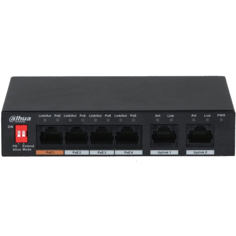 foto del prodotto 4 porte 2 unmanaged desktop switch poe pfs3006 4et 60 v2 dahua