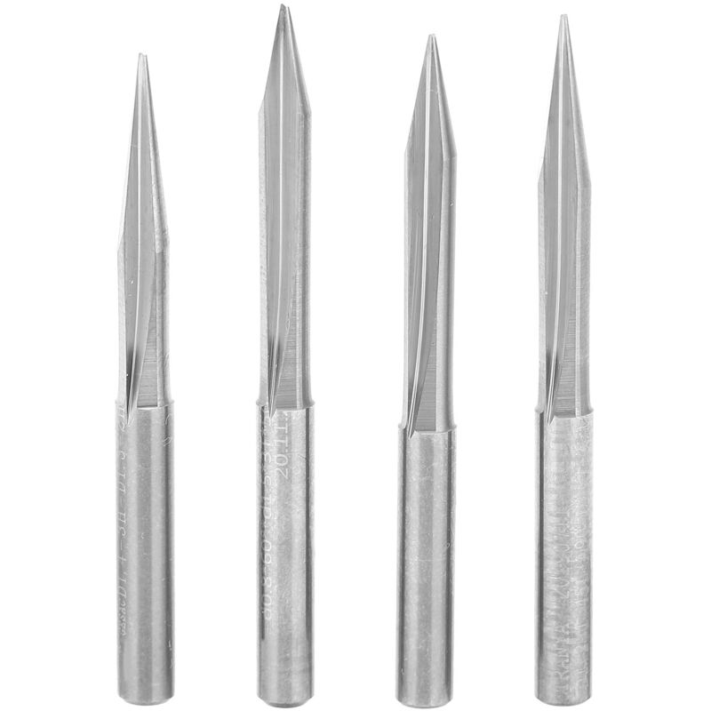 foto del prodotto 4 punte per incisione a 2 taglienti per intaglio a forma di v 4x0,5x15 4x0,5x20 4x0,5x25 4x0,5x30 