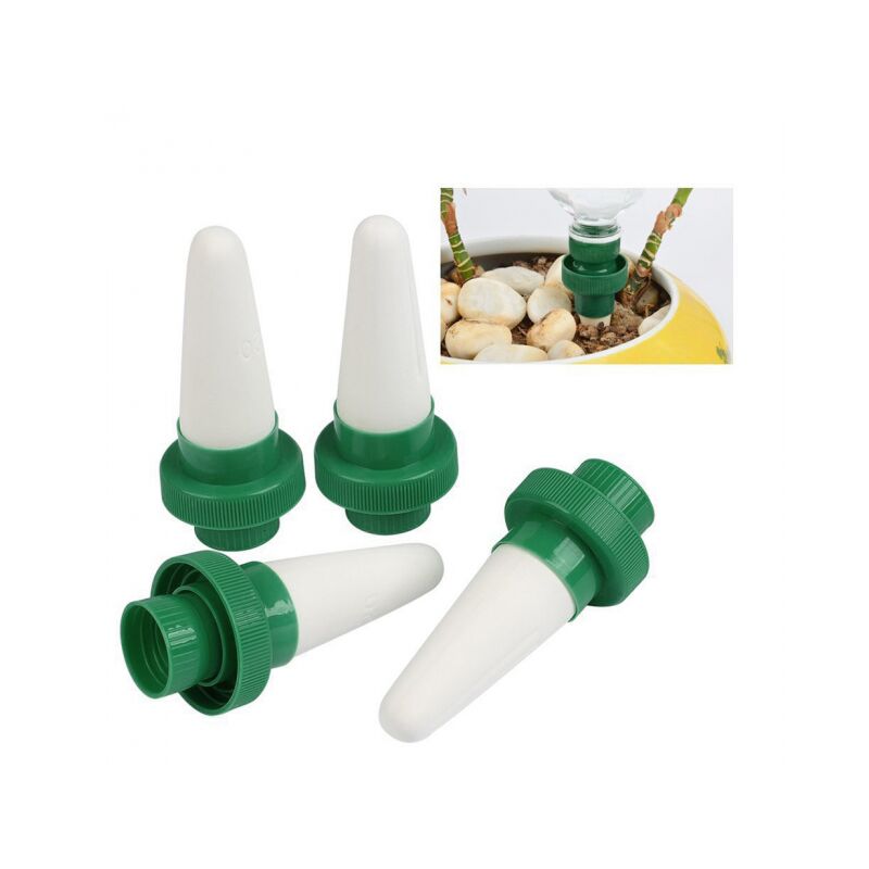 foto del prodotto 4 pz distributore automatico di irrigazione dell acqua per piante testa di cono in ceramica versatore per piante irrigazione a goccia per giardino,