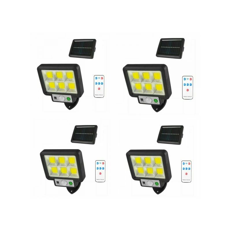 foto del prodotto 4 pz faro solare led con pannello faretto sensore di movimento 96 led cob t09
