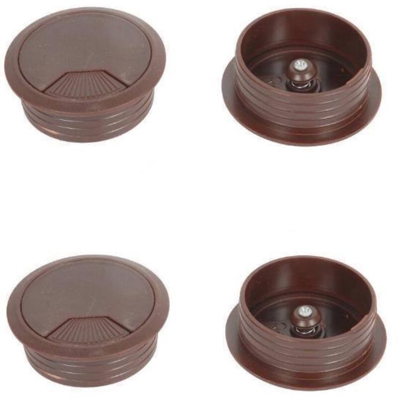 foto del prodotto 4 pz passacavo scrivania tappo passacavi tavolo mm 60 marrone computer tv mobile