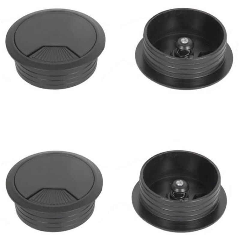 foto del prodotto 4 pz passacavo scrivania tappo passacavi tavolo mm 60 nero passa cavi computer t