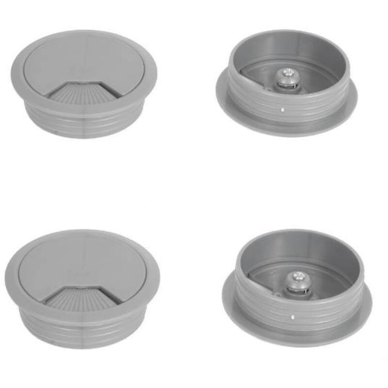 foto del prodotto 4 pz passacavo scrivania tappo passacavi tavolo mm 60 plastica color alluminio