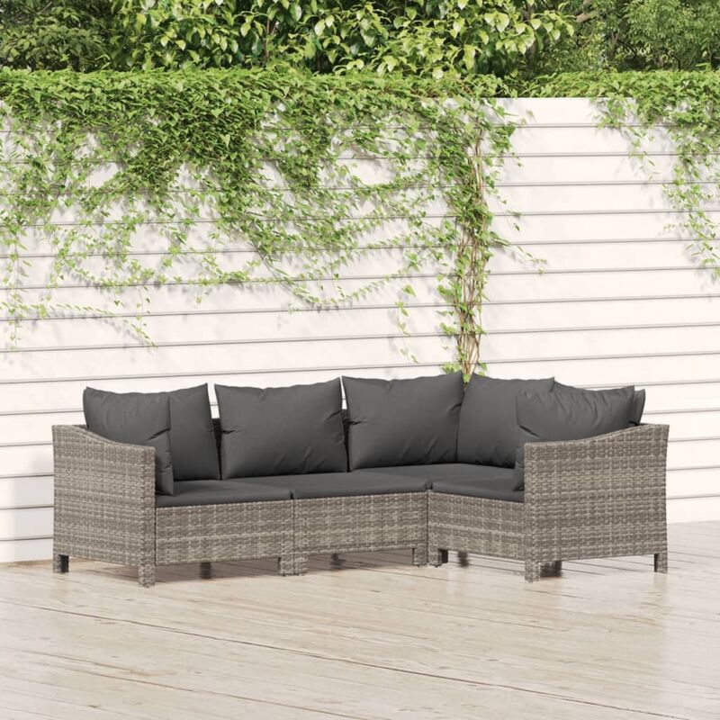foto del prodotto 4 pz set divani da giardino,salotti da giardino,set mobili da giardino con cuscini in polyrattan grigio bmeim291634 bonnevie