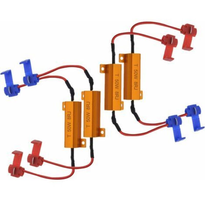 foto del prodotto 4 resistori di carico a led da 50 w e 8 ohm, resistori di carico per fari, decoder per fendinebbia, resistori per indicatori di direzione a led