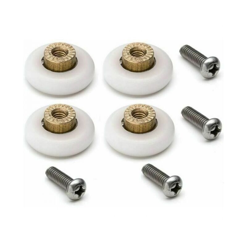 foto del prodotto 4 rotelle di ricambio per porta doccia scorrevole con viti m6 diametro 20 mm