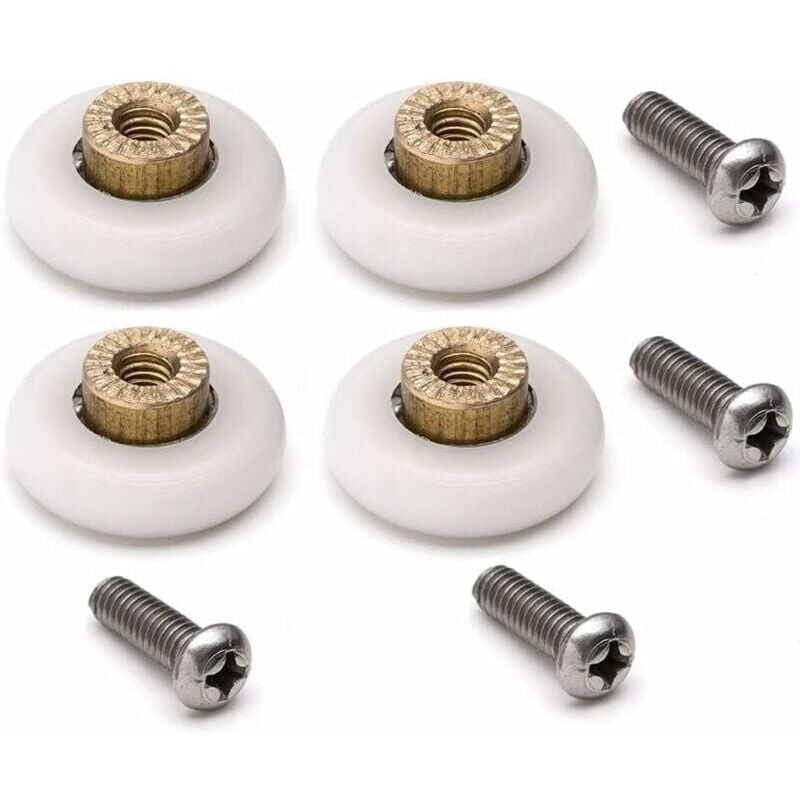 foto del prodotto 4 rulli di ricambio per porta scorrevole doccia con viti m6, diametro 20 mm
