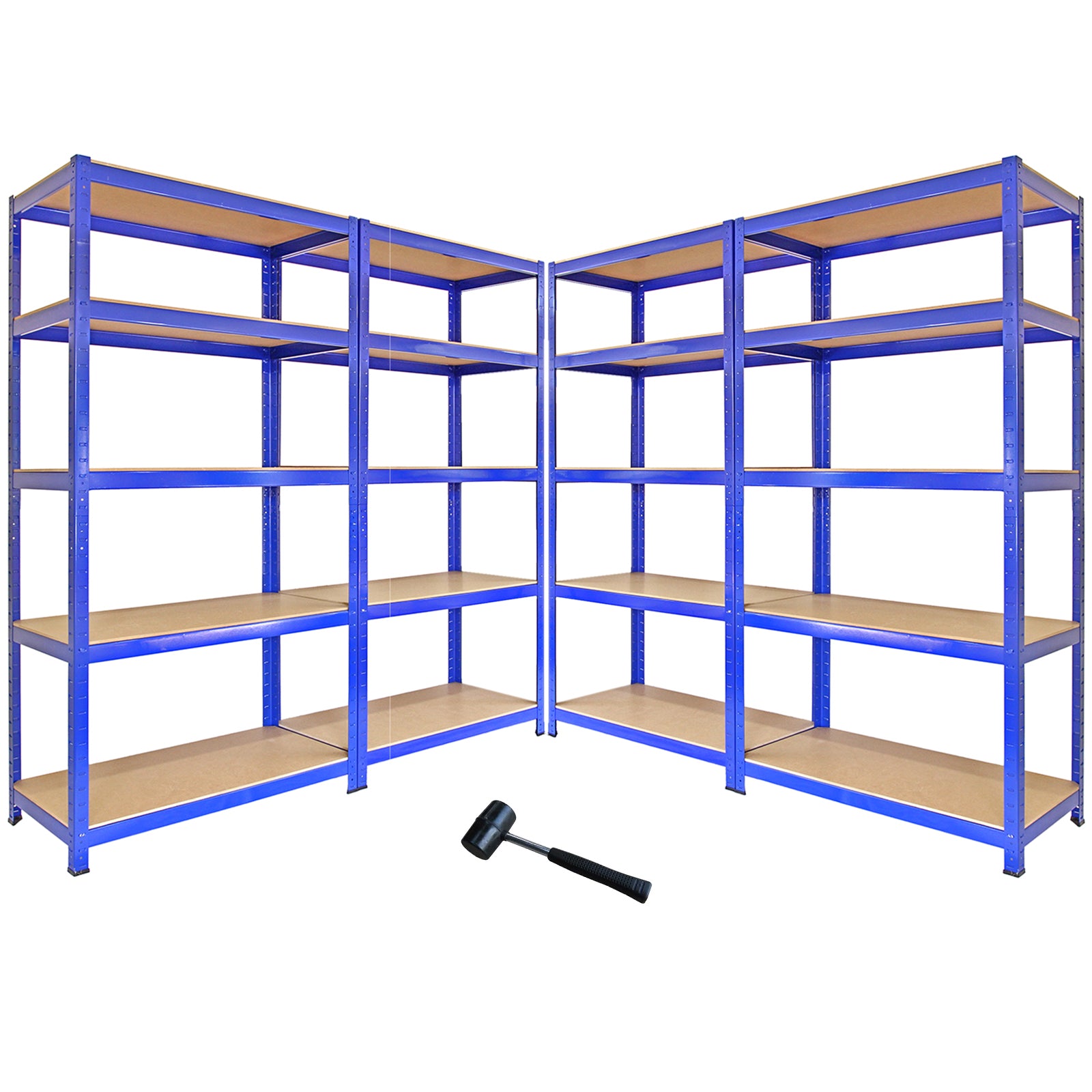 foto del prodotto 4 scaffali in acciaio senza bulloni t rax blu larghi 90cm per garage