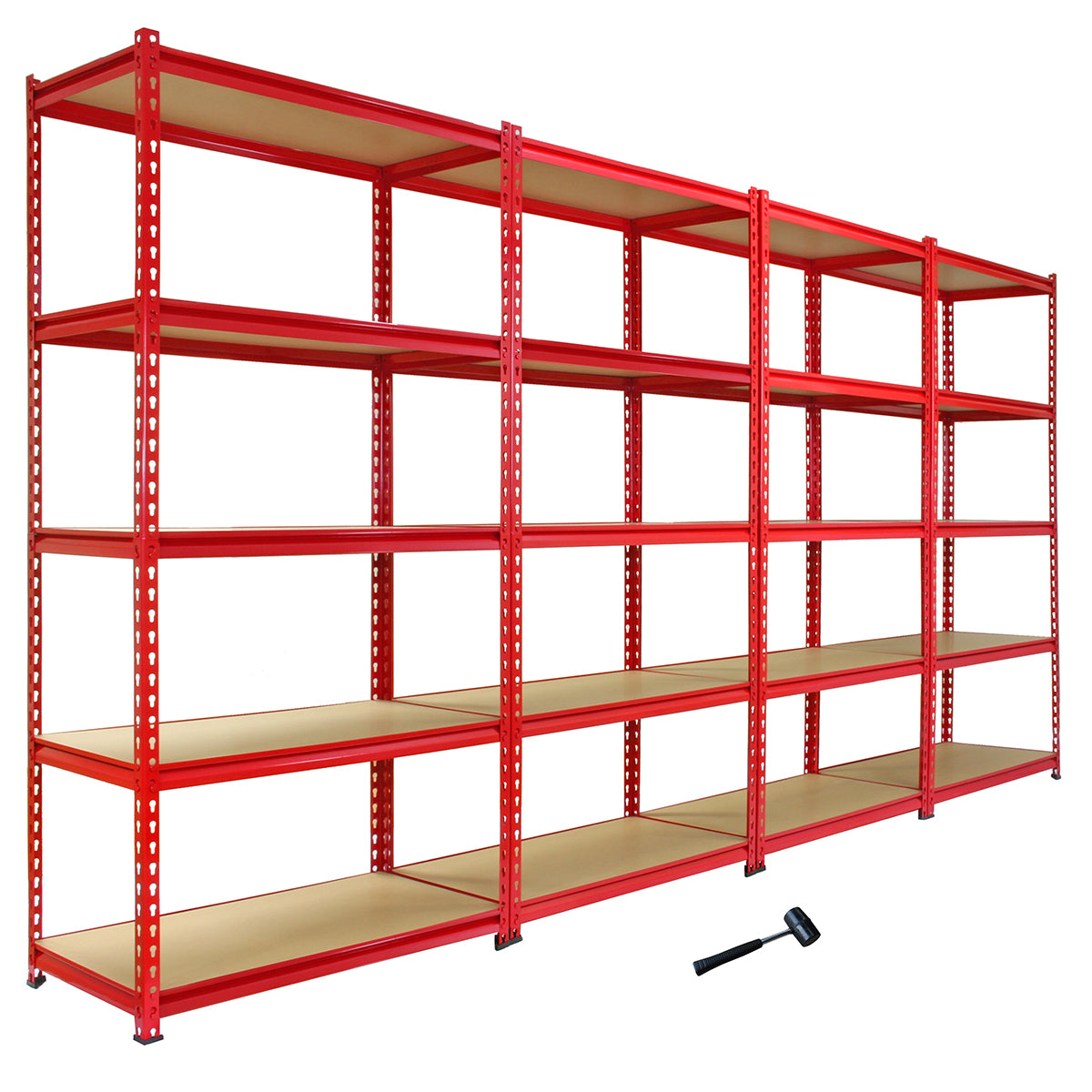 foto del prodotto 4 scaffali in acciaio senza bulloni z rax rossi 90cm x 45cm x 183cm per garage