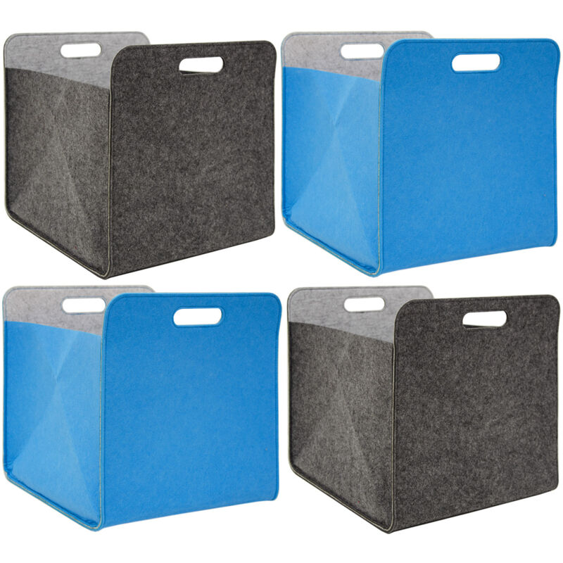 foto del prodotto 4 scatole di feltro 33x33x38 cm cesto borsa per scaffali ikea kallax grigio blu