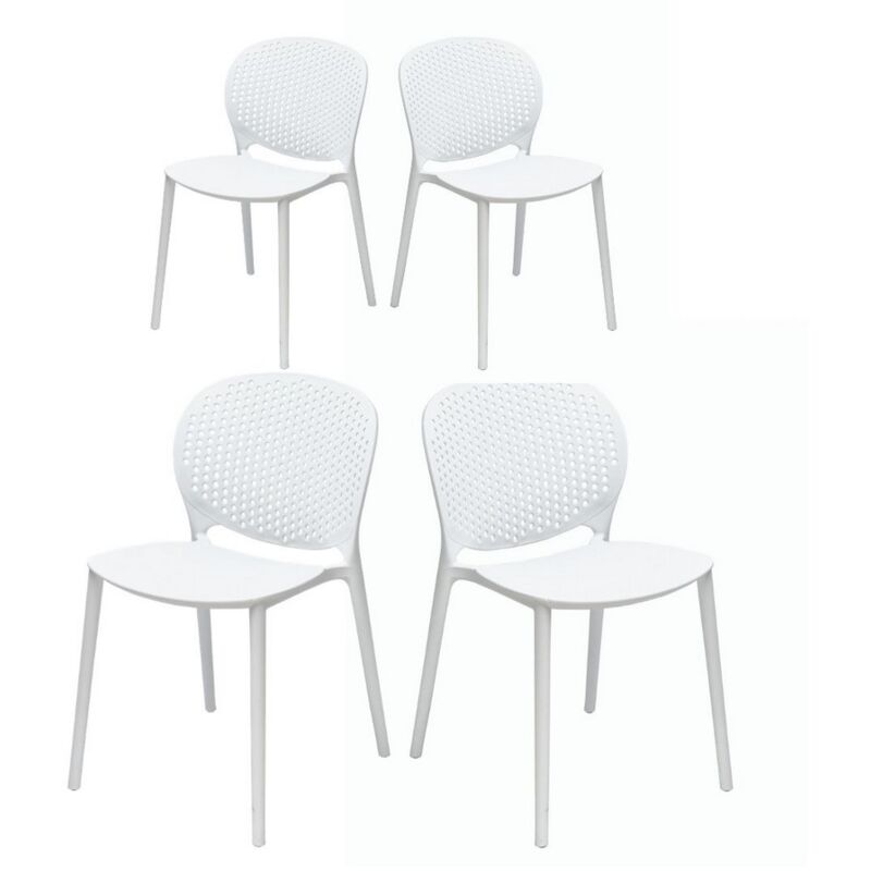 foto del prodotto 4 sedie da giardino design lolly in resina bianca