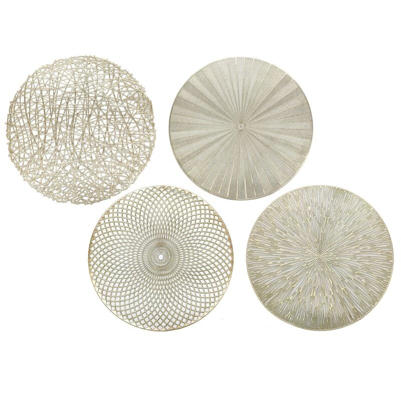 foto del prodotto 4 sottopiatti rotondi d38 oro decorazione tavola di natale tovagliette natalizie eleganti in pvc