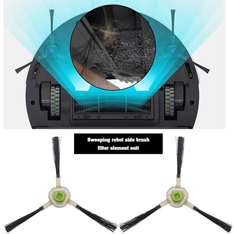 foto del prodotto 4 spazzole laterali e 4 filtri hepa di ricambio, compatibili con gli accessori di ricambio per aspirapolvere robot lefant m210 m210b m213 m213s