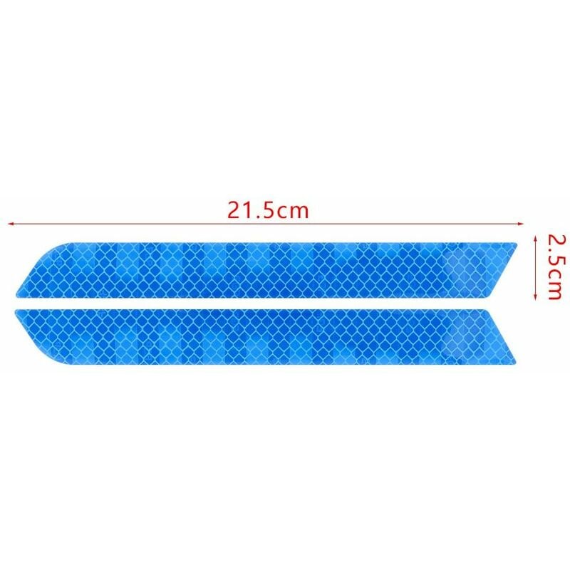 foto del prodotto 4 strisce adesive rifrangenti per paraurti posteriore e anteriore auto 21cm x 2,5 cm colore blu