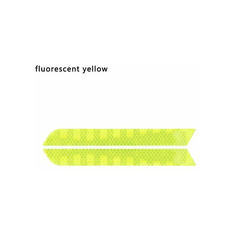 foto del prodotto 4 strisce adesive rifrangenti per paraurti posteriore e anteriore auto 21cm x 2,5 cm colore giallo fluo