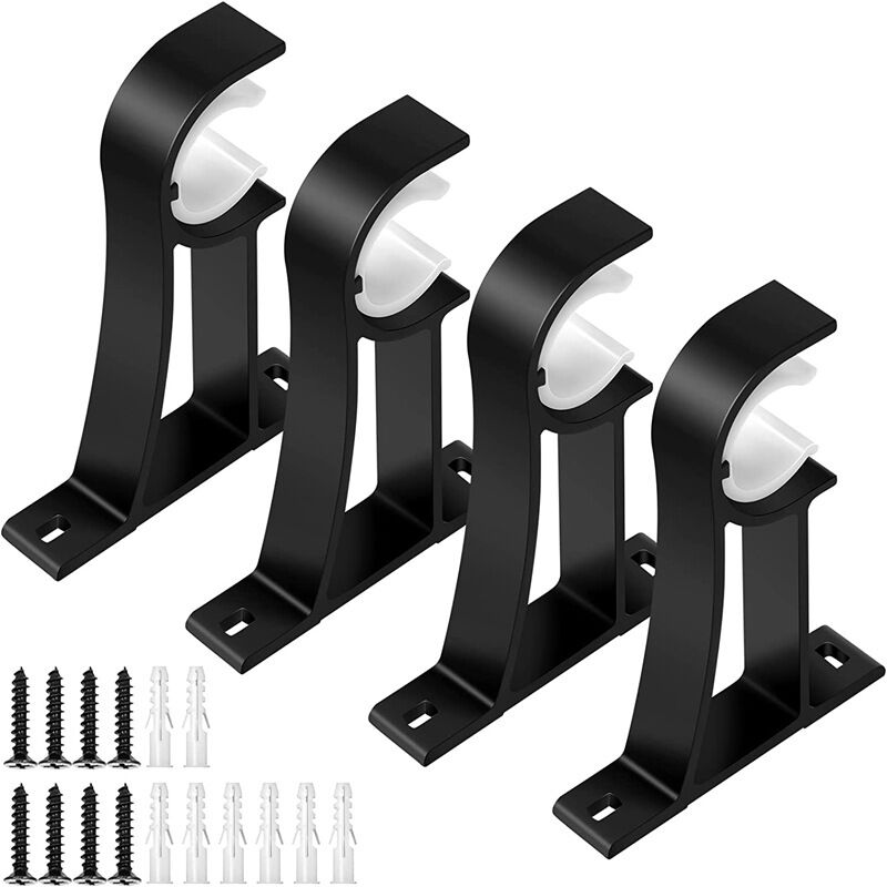 foto del prodotto 4 supporti per aste per tende in alluminio da 118 cm con viti e tubo di espansione