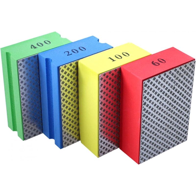 foto del prodotto 4 tamponi diamantati per lucidatura a mano per la molatura di blocchi abrasivi in vetro per piastrelle in ceramica 60, 100, 200, 400