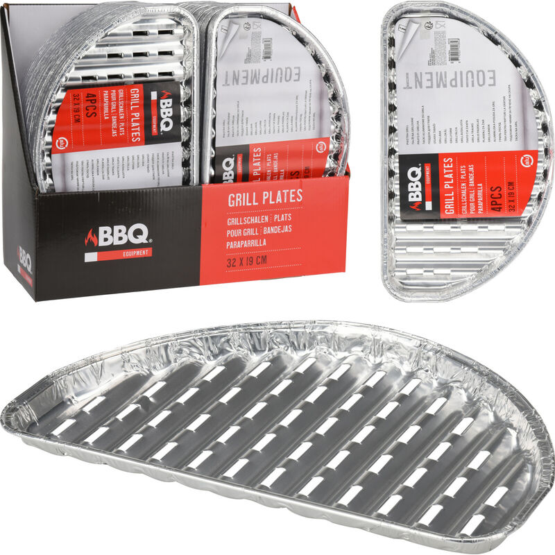 foto del prodotto 4 vassoi forati grill bbq in alluminio 32x19cm