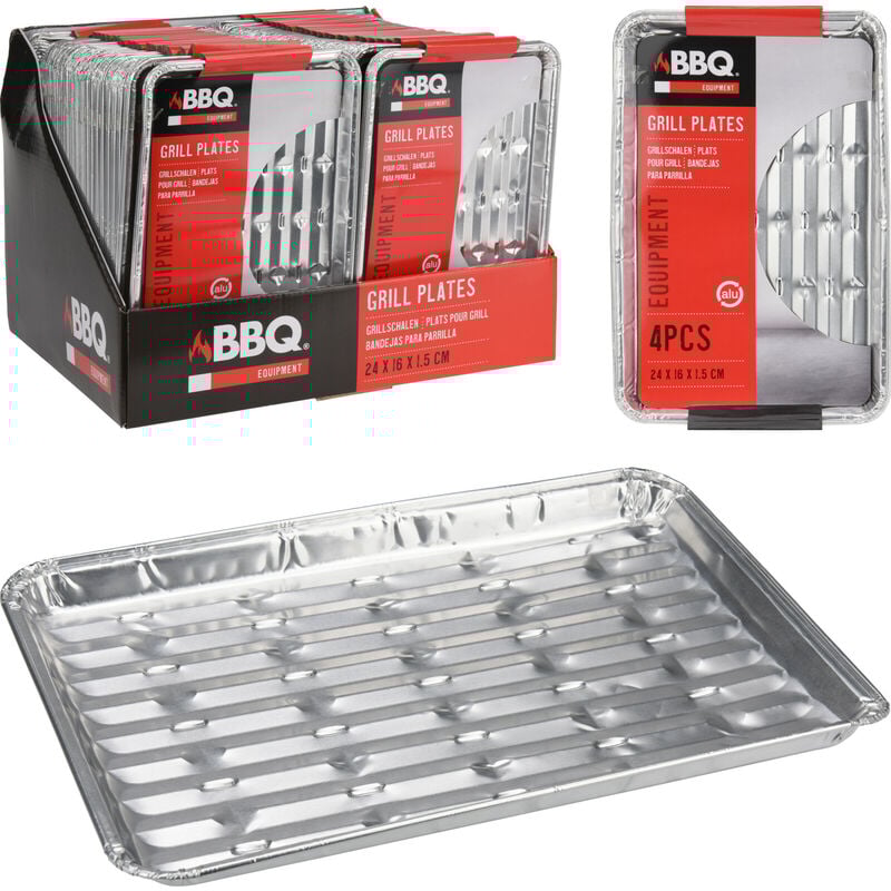 foto del prodotto 4 vassoi grill bbq in alluminio 24x16cm