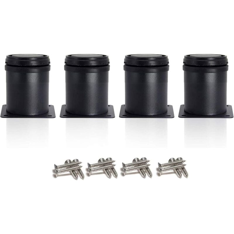 foto del prodotto 4 x 50mm black furniture feet, height adjustable from 0 15mm with stainless steel screws