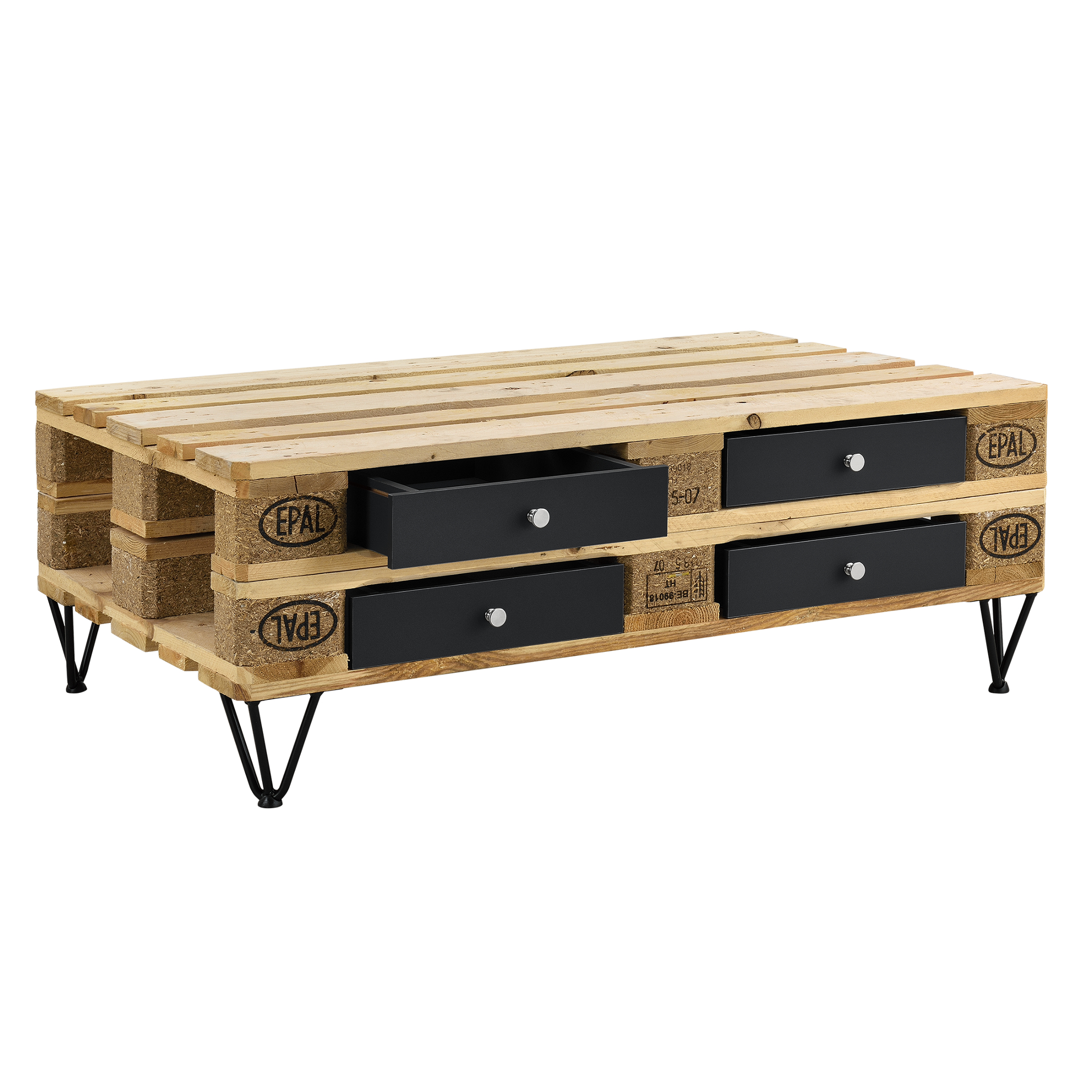 foto del prodotto 4 x cassetto per euro pallet perfettamente integrabile nero 9,5cmx37,5cmx44,5 cm en.casa 