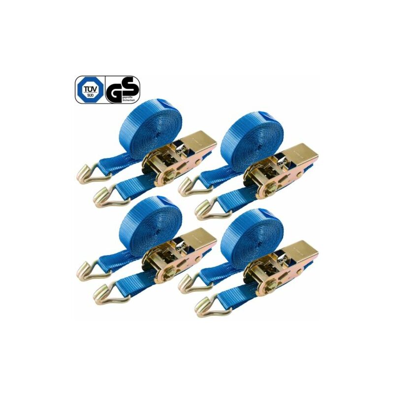 foto del prodotto 4 x cinghia di serraggio cinghia di sicurezza a cricchetto 6 m x 25 mm 800 dan arebos