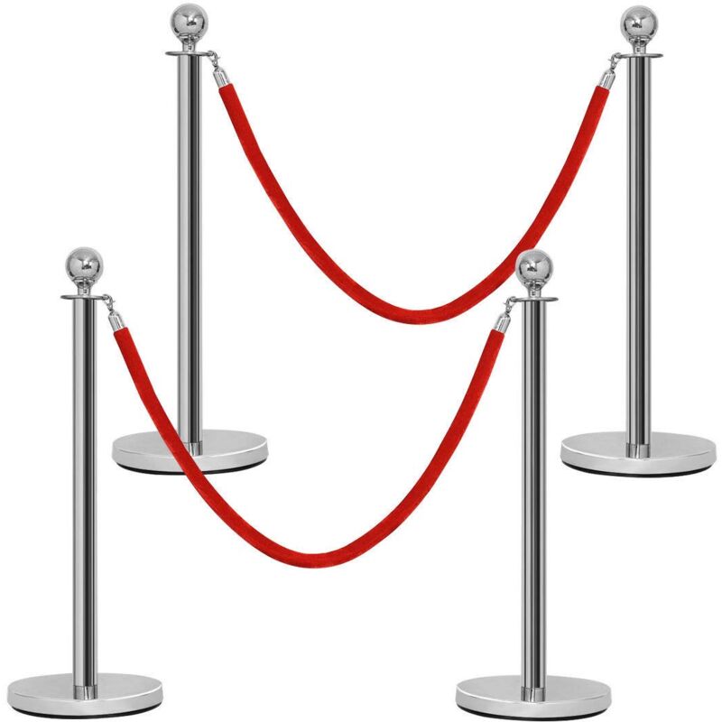 foto del prodotto 4 x colonnine segnapercorso transenna eliminacode separacode, paletti di delimitazione per hotel ristorante cinema costway