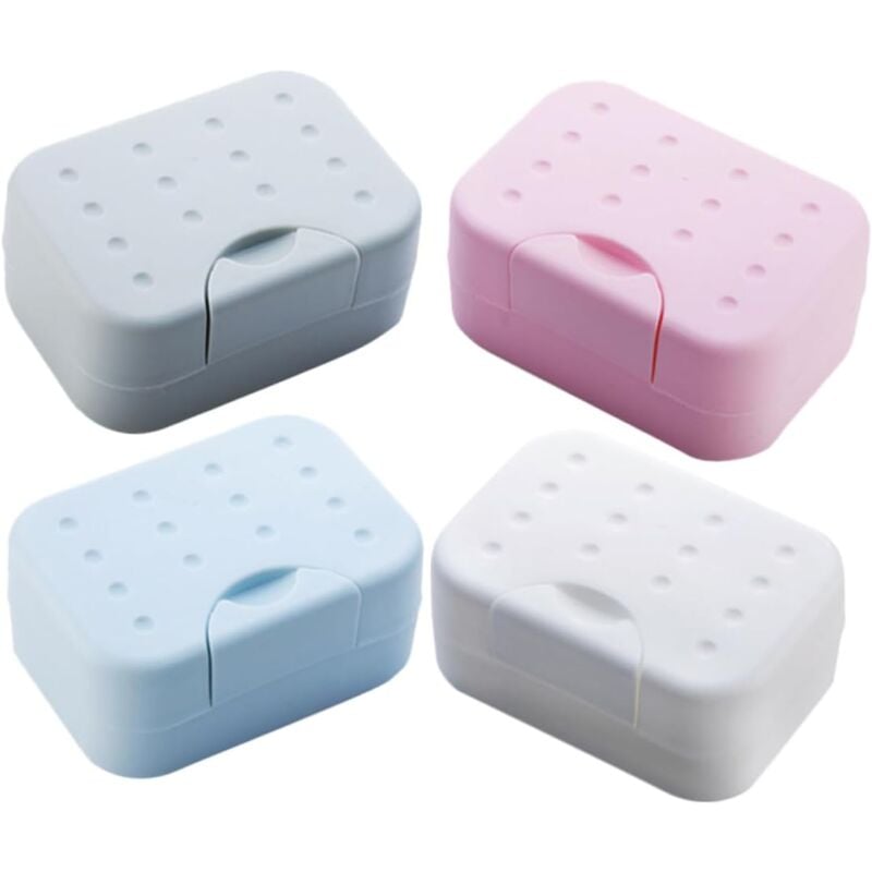 foto del prodotto 4 x contenitori per sapone da viaggio, portasapone con coperchio, contenitore per sapone in plastica, portasapone facile da pulire per bagno, doccia