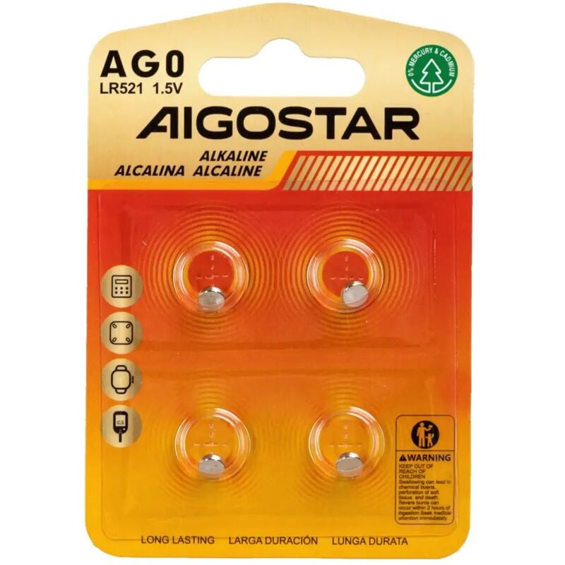 foto del prodotto 4 x pila batteria a bottone orologio ag0 lr521 379 v379 1,55v