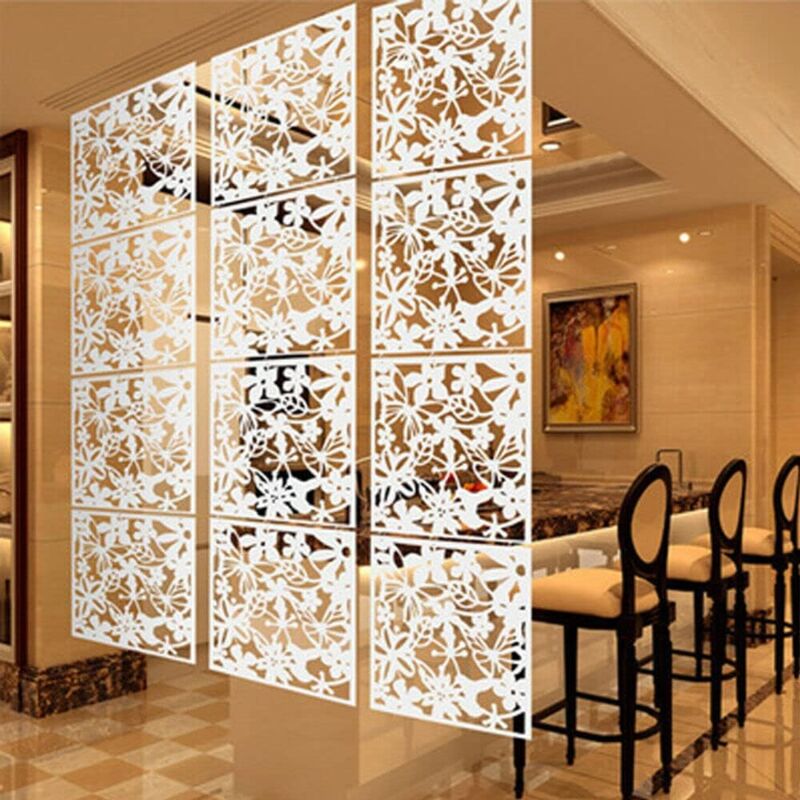 foto del prodotto 40 cm x 40 cm, 12 pezzi in abs cavo con farfalla fiori e uccellini per decorare la casa, la sala da pranzo, lo studio, il soggiorno e come divisorio
