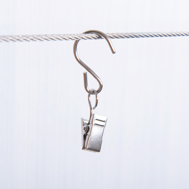 foto del prodotto 40 ganci a s in acciaio inossidabile e clip per tende per appendere luci per feste all aperto argento bebusingoto