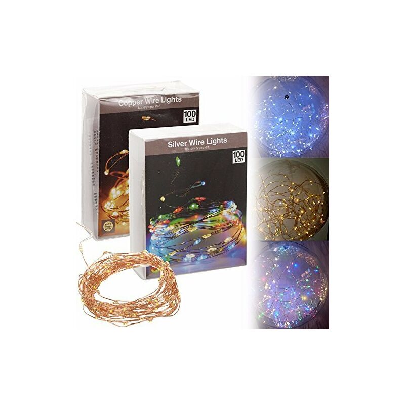 foto del prodotto 40 led fissi a batteria ghirlanda cavo rame luce bianco caldo 2,05m