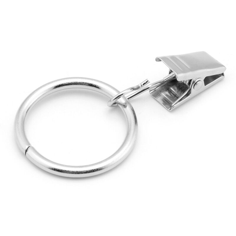foto del prodotto 40 pezzi anelli per tende con clip in metallo anelli appesi anelli clip diametro interno 25 mm, argento bebusingoto