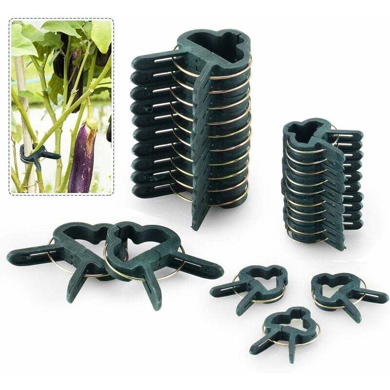 foto del prodotto 40 pezzi di clip di supporto regolabili per piante, coperture per picchetti da giardino, struttura di supporto per giardino, vite, verdure, pomodori