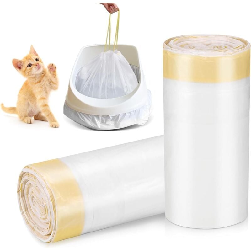 foto del prodotto 40 sacchetti per lettiera per gatti, 94 x 45 cm, xxl, con coulisse, antistrappo, per lettiere medie e grandi lablanc