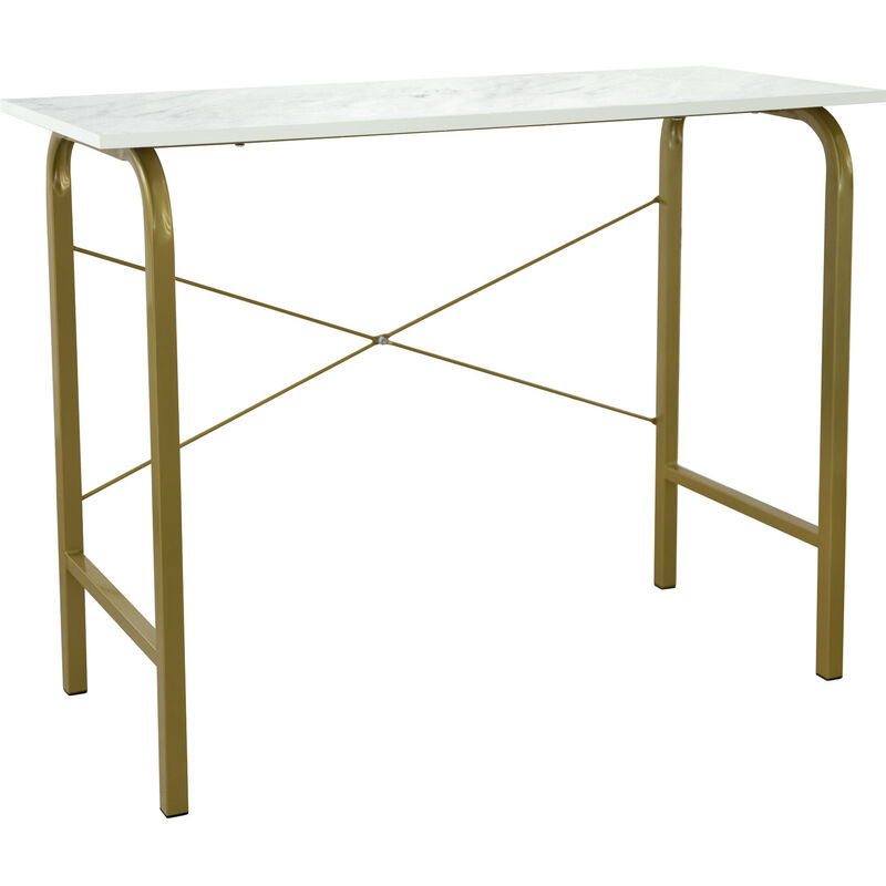 foto del prodotto 40 scrivania tavolo per ufficio finto marmo ottone bianco vnf 00092 teamson home