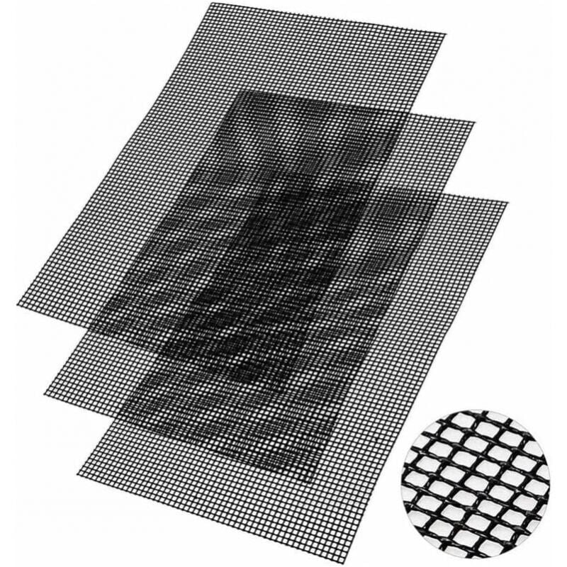 foto del prodotto 40 x 33 cm set di 3 tappetini per barbecue riutilizzabili antiaderenti in rete, tappetino per barbecue in teflon resistente al calore per grigliare