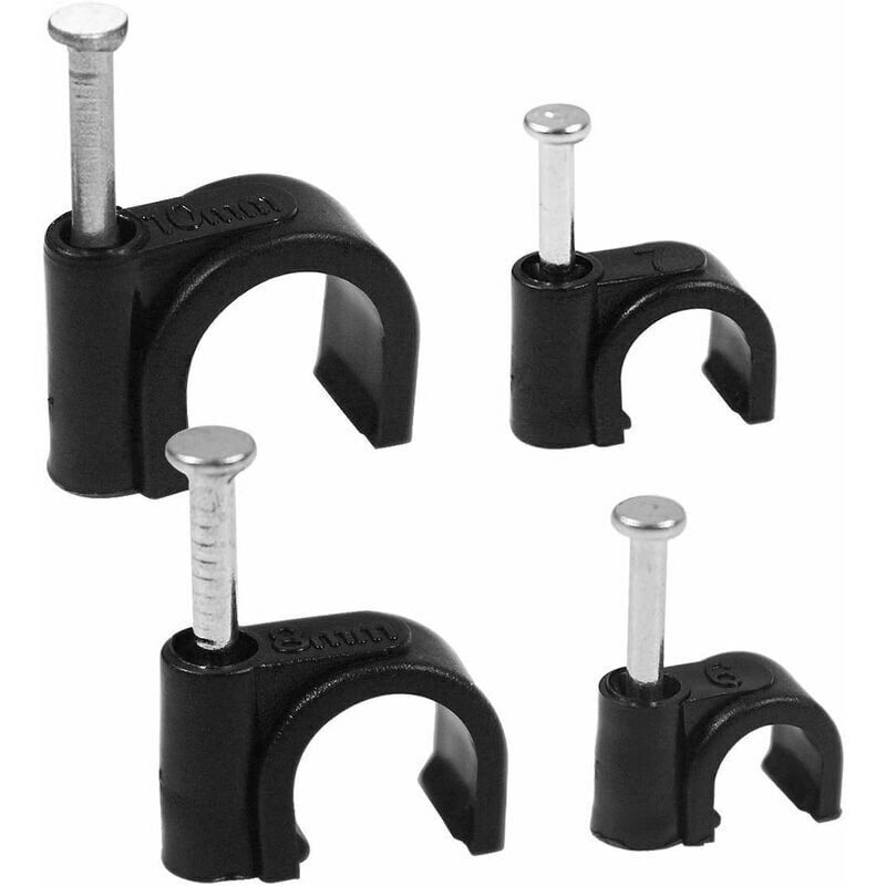 foto del prodotto 400 pezzi fermacavi morsetti per cavi 6mm 7mm 8mm 10mm supporto per cavi fascette per cavi da parete per cavi elettrici organizzatore per cavi nero