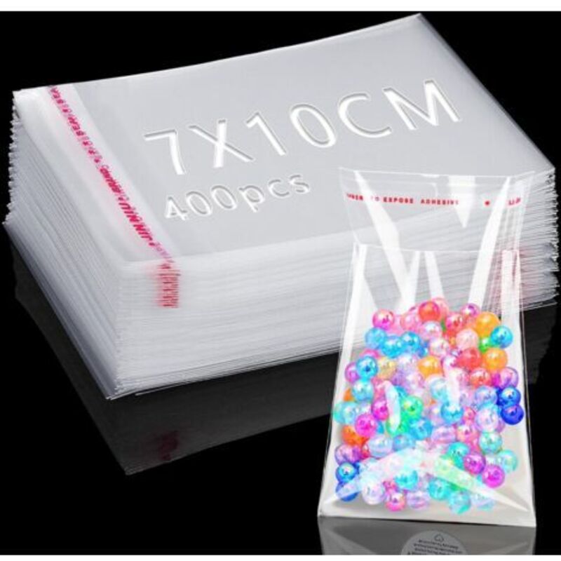 foto del prodotto 400 pezzi sacchetti di plastica trasparenti 10x7cm sacchetti di cellophane sacchetti autoadesivi sacchetti di biscotti in plastica opp sacchetti di