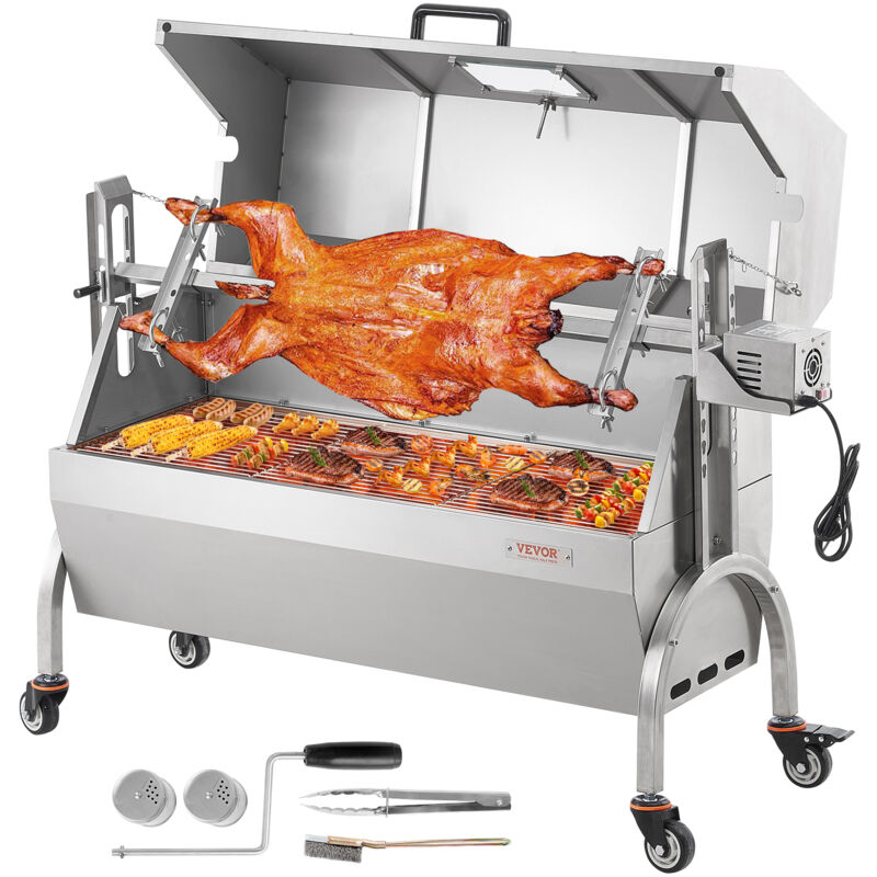 foto del prodotto vevor griglia per agnello, griglia per maialino, griglia per arrosto, griglia per barbecue carico max. 90 kg per maiale, agnello, motore elettrico