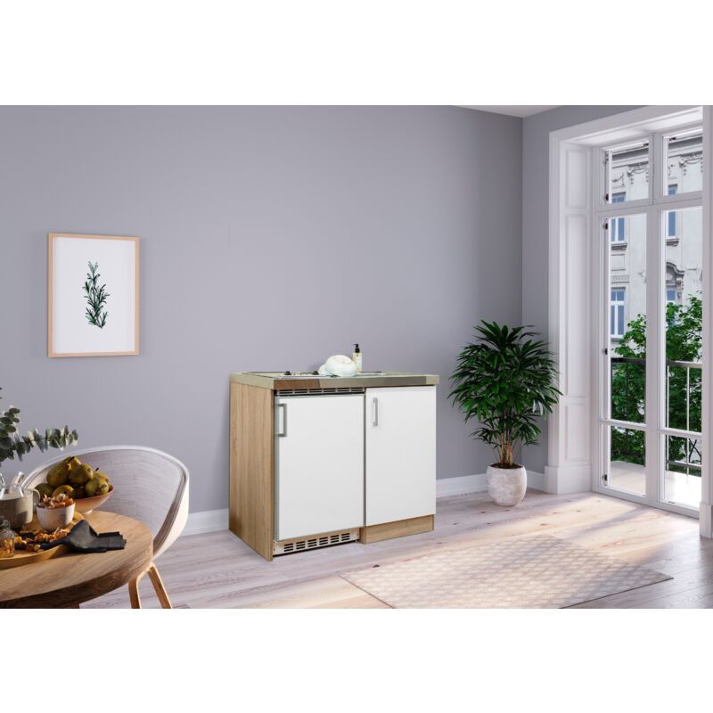 foto del prodotto cucina mini cucina cucina singola angolo cottura dispensa rovere bianco levin 100 cm respecta